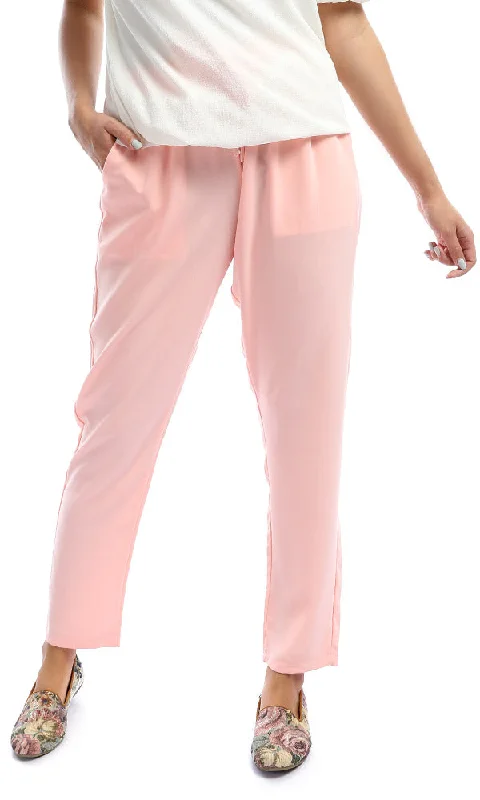 47969 Solid Regular Salmon Pants High-Waist Yoga Pants