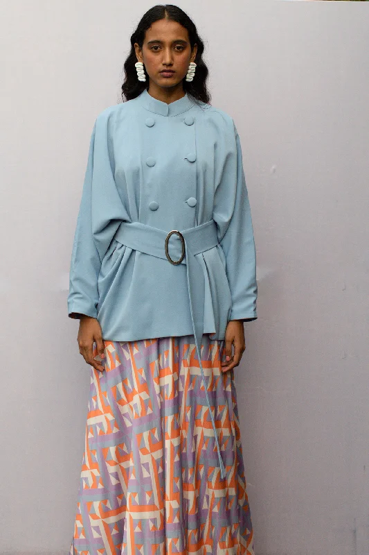 Geometric Printed Umbrella Skirt wool skirt breathable