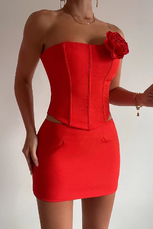ROMY MINI SKIRT - RED velvet skirt sumptuous