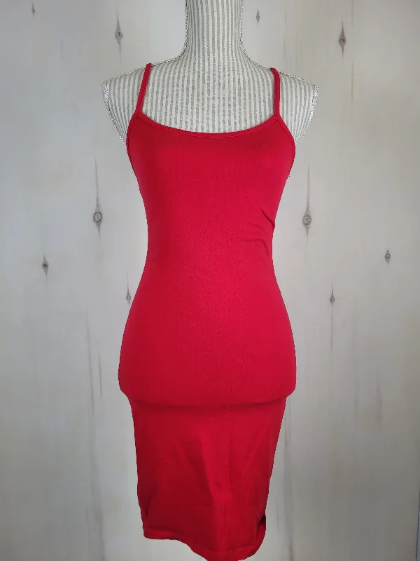 FASHIONOVA RED COTTON DRESS LADIES MEDIUM PRE-LOVED