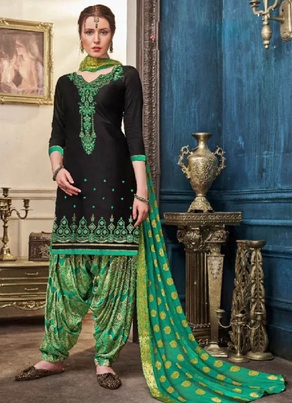 Black Satin Cotton
 Dress Patiyala Tunics Travel practical