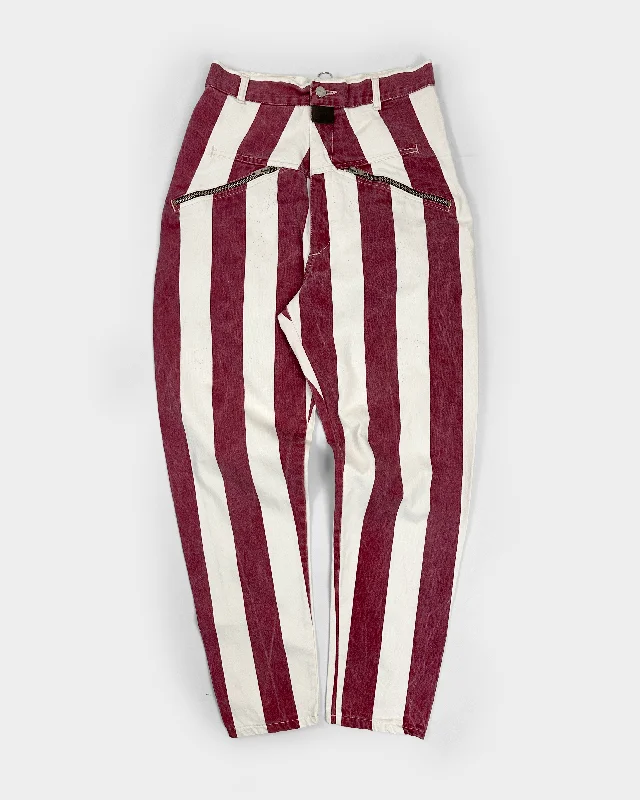 Marithé Francois Girbaud Balloon Striped Pants 1990's Trendy Wide-Leg Pants