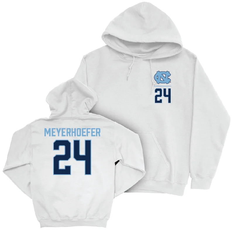 UNC Women's Volleyball White Logo Hoodie - Marissa Meyerhoefer Hoodie with Button Placket Classic Preppy