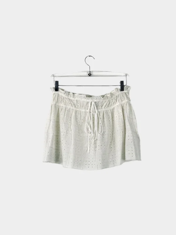 Broderie Anglaise Skirt satin skirt smooth