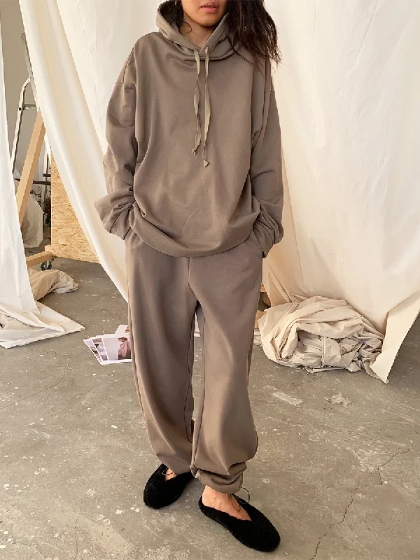 Casual Solid Color Hooded Sweater Women'S Suit Hooded Caped Shawl Collar