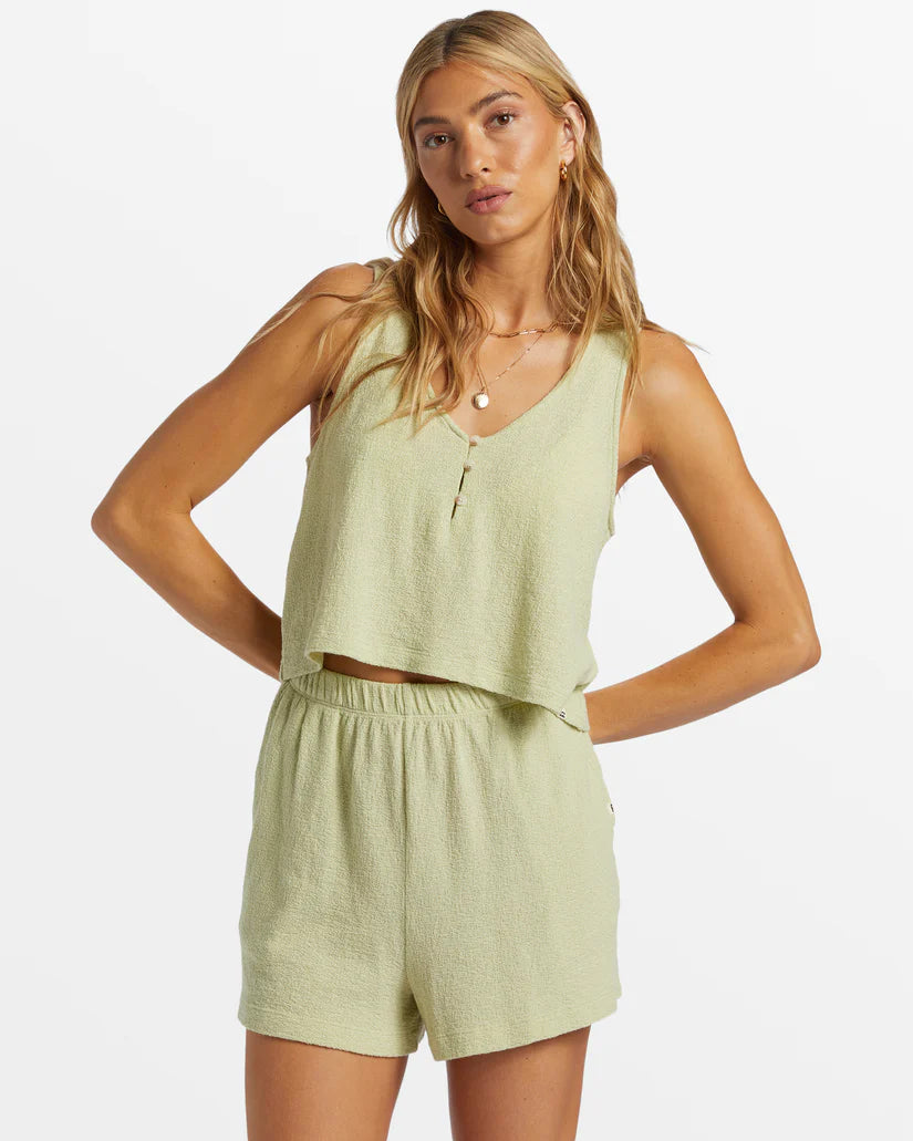 Billabong Womens Harbor Boxy Tank - Avocado silver tank top