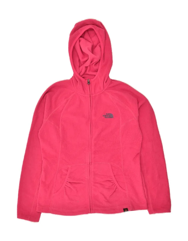 THE NORTH FACE Womens Hooded Fleece Jacket UK 14 Medium Pink Polyester Quilted Jacket Puffer Jacket Insulated Jacket