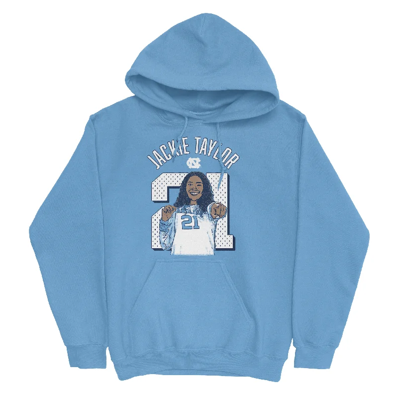 EXCLUSIVE RELEASE: Jackie Taylor Signature Cartoon Light Blue Hoodie Hoodie with Typography Text Message