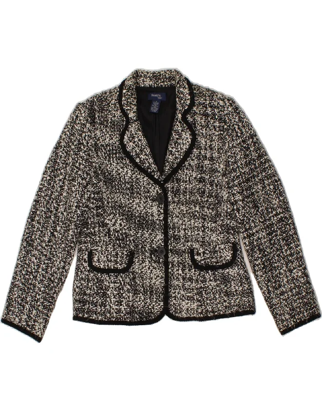 VINTAGE Womens 2 Button Blazer Jacket UK 8 Small  Black Acrylic Cotton Jacket Linen Jacket Terry Jacket