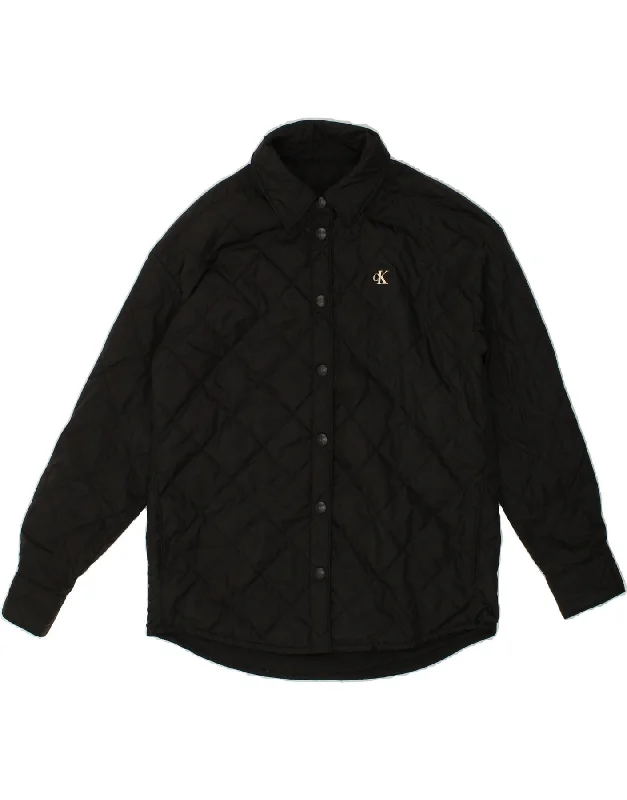 CALVIN KLEIN JEANS Womens Quilted Reversible Jacket UK 6 XS Black One-Shoulder Jacket Off-the-Shoulder Jacket Asymmetrical Jacket