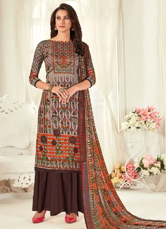 Grey Pure Zam Cotton Palazzo Dress Tunics Short Trendy