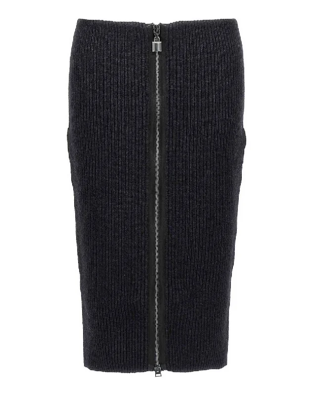 Tom Ford Womens Knitted Skirt In Black leather skirt refined