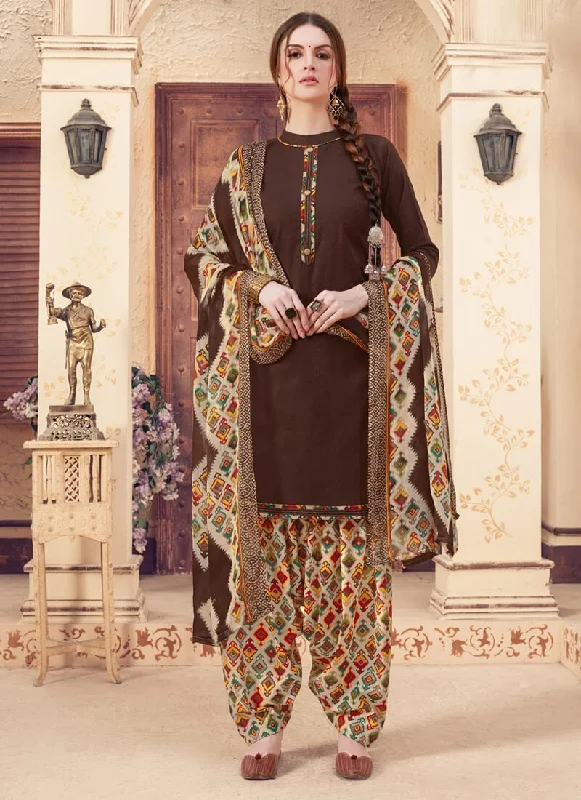 Brown Pure Jam Jacquard Patiyala Dress Tunics Sophisticated sleek