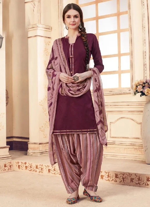 Maroon Pure Jam Jacquard Patiyala Dress Tunics Practical easy-care