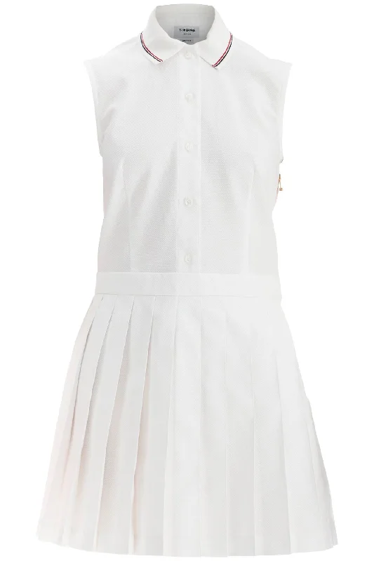 white pleated cotton dress for women FDSE95C 00185 WHITE