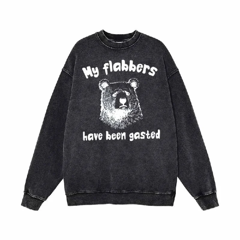 My Flabbers Have Been Gasted Bear Vintage Washed Sweatshirt Hoodie with Pattern Geometric Abstract