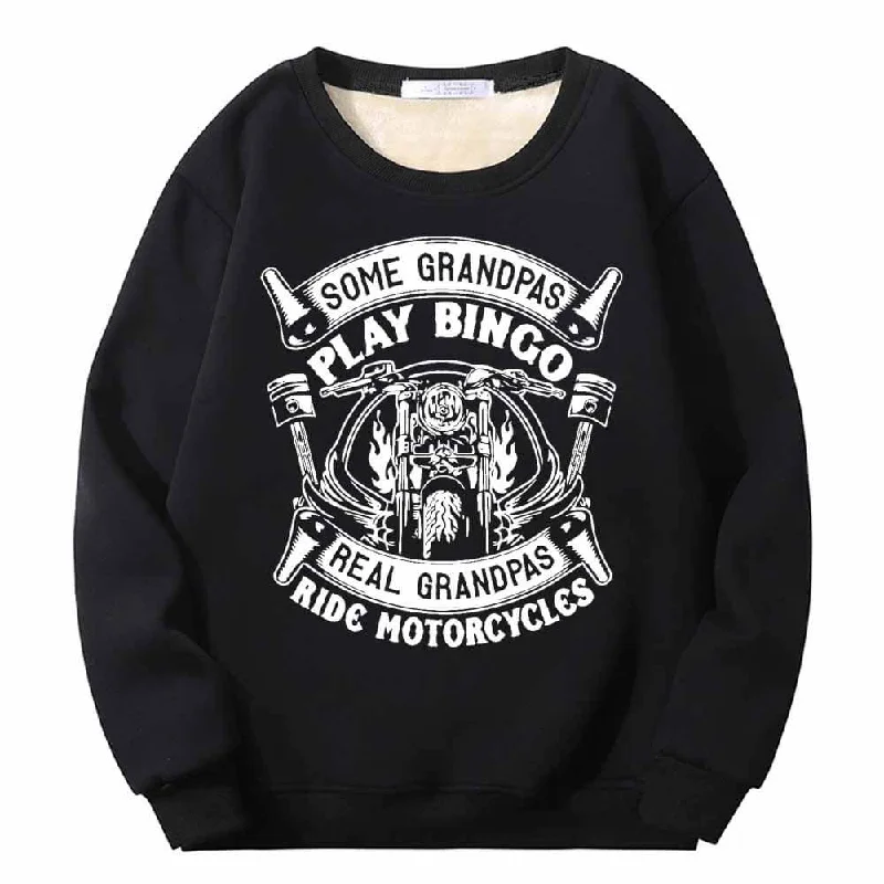 Some Grandpas Play Bingo Motorcycle Fleece Sweatshirt Hoodie with Illustration Artistic Creative