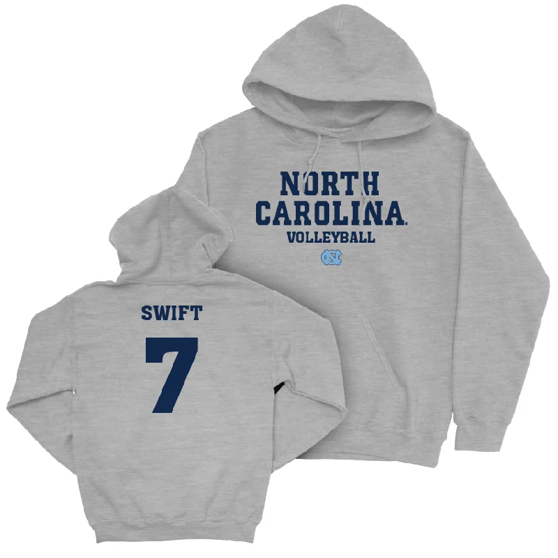 UNC Women's Volleyball Sport Grey Staple Hoodie  - Sadie Swift Hoodie with Rolled Sleeves Casual Relaxed