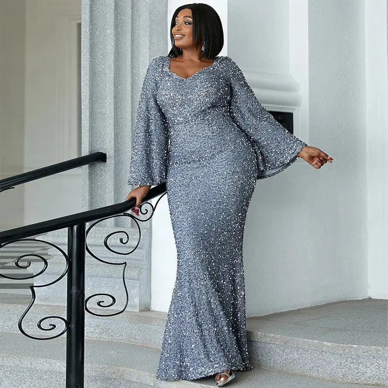 FZ Women's Plus Size Banquet Fishtail Temperament Evening Dress