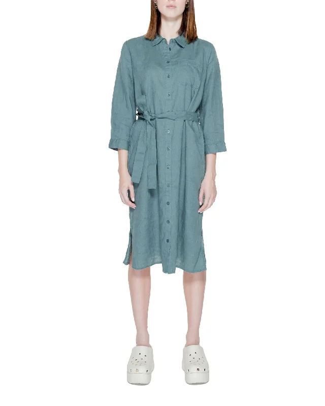 Street One  Women's Casual Linen Dress Green