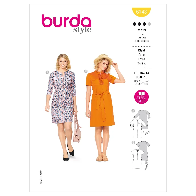 Burda Pattern 6143 Misses' Dress Tunics Denim casual