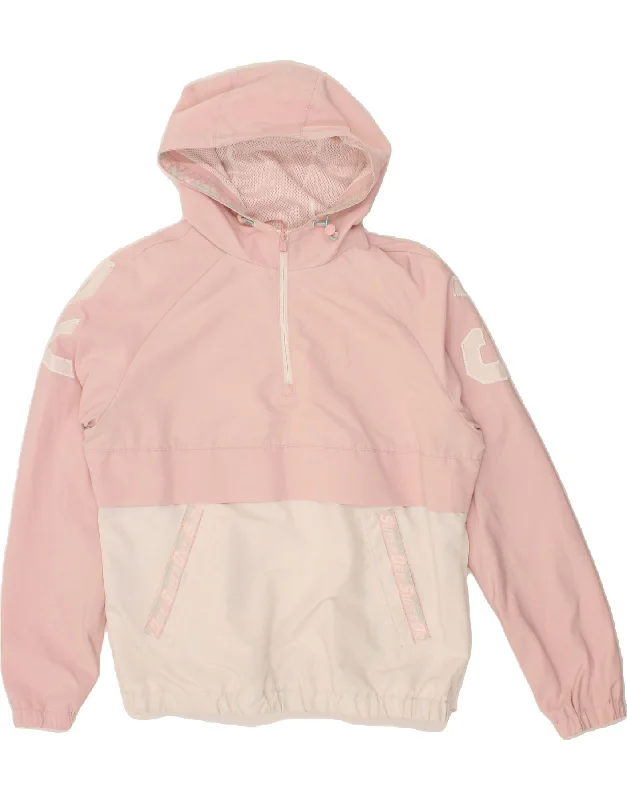 SUPERDRY Womens Graphic Hooded Anorak Jacket UK 14 Large Pink Fair Isle Herringbone Jacket Checkered Jacket Solid Jacket