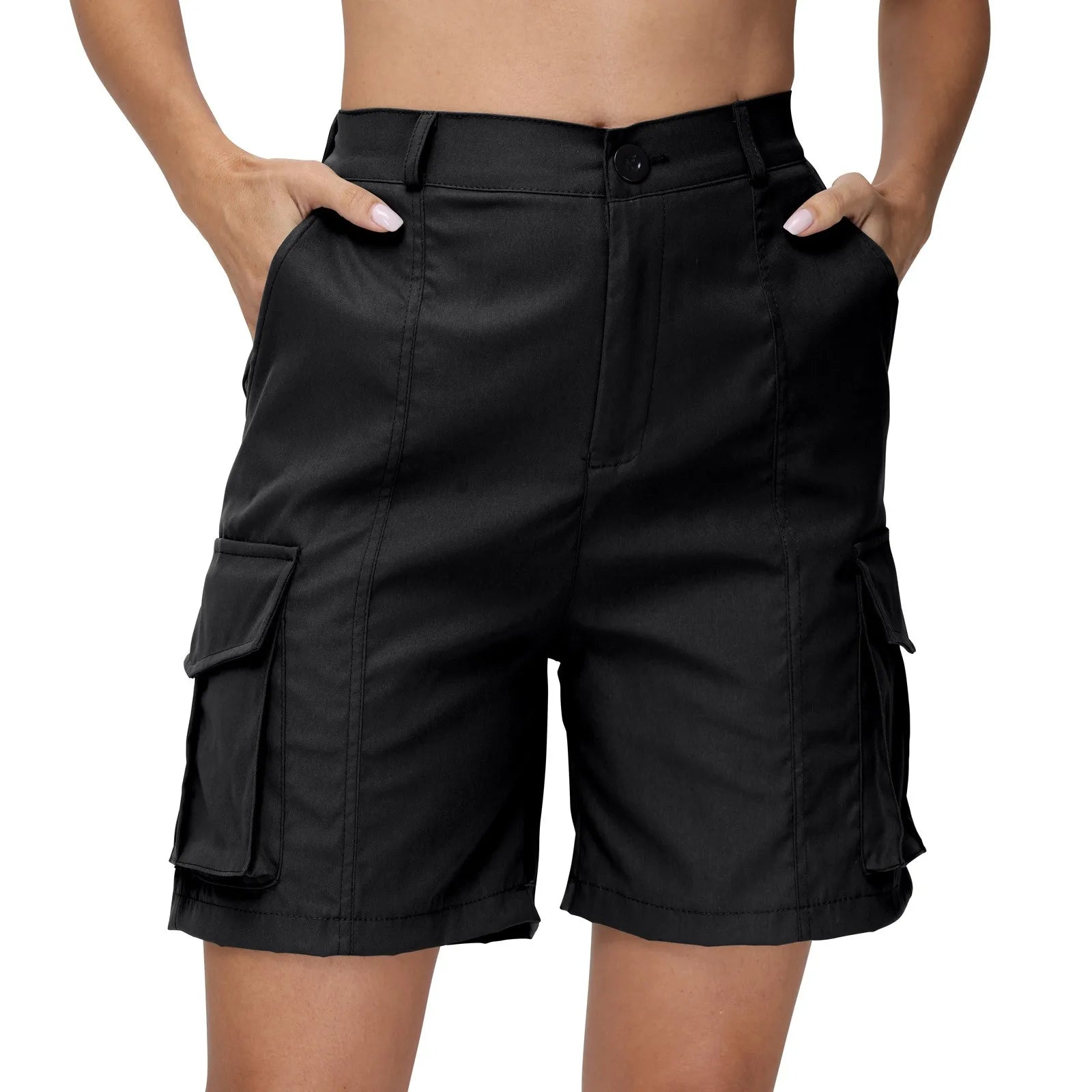 Women Summer Cargo Shorts Solid Casual Pockets Beach Short Pants Short Pants All Match Streetwear Bottoms Casual Yoga Pants