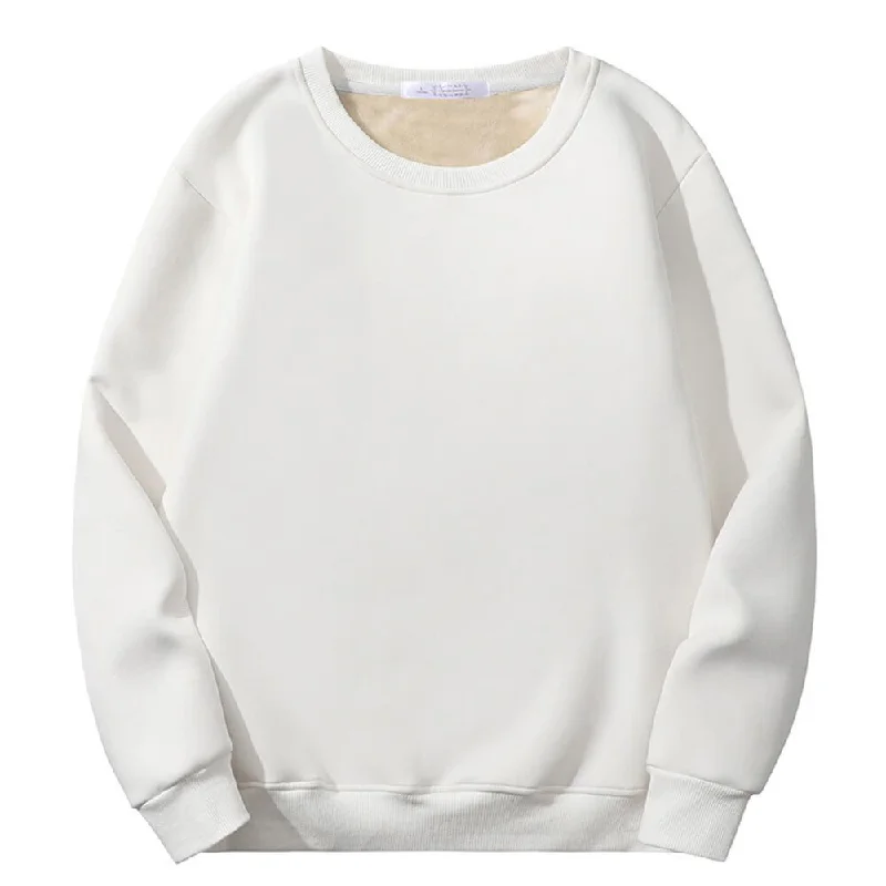 Solid Color Multicolor Crew Collar Fleece Sherpa Sweatshirt Hoodie with Emblem Brand Identity
