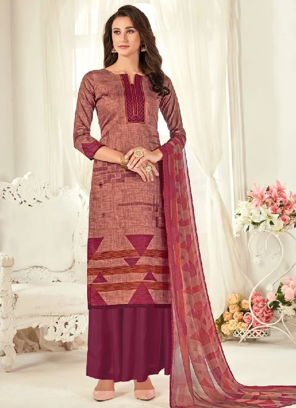 Multi Pure Zam Cotton Palazzo Dress Crew Neckline Casual