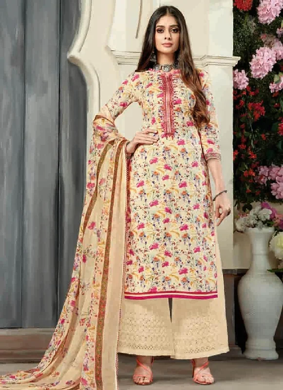 Cream Pure Cotton Palazzo Dress Tunics Leisure comfortable