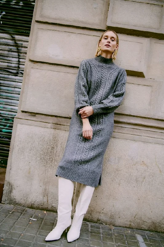 The Mania Cableknit Sweater Dress Beaded Sweater Sequined Faux Fur