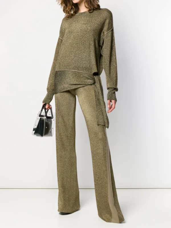 Two-Piece Women'S Sweater With Casual Straps Wool Fabric Cashmere Fabric Tweed Fabric