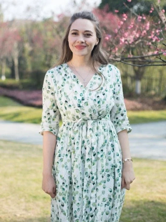 Woman 3/4 Sleeves Cotton Dress Working Dress Casual Dress - Hollie Dress
