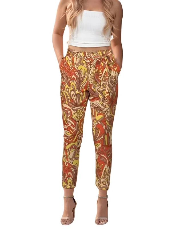 Miarna Belted Tapered Pants Chic Wool Trousers