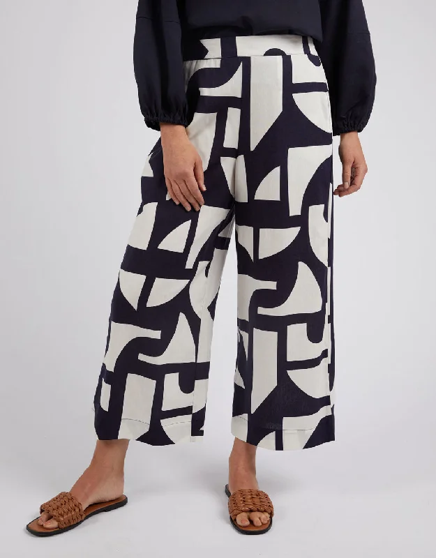 Dali Abstract Pant - Midnight Abstract Print Slim Fit Casual Pants