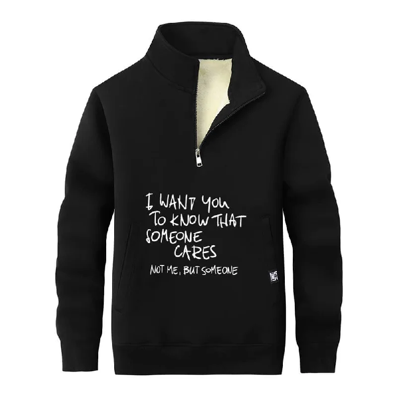 I Want You To Know Stand Collar Zip Fleece Sherpa Sweatshirt Hoodie with Lining Warm Insulated