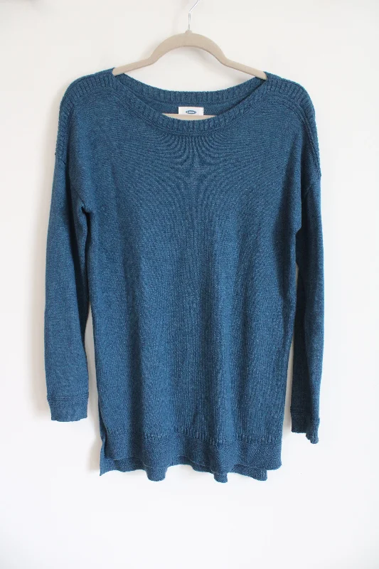 Old Navy Teal Blue Knit Sweater | S Hooded Sweater Collared Sweater Shawl Collar
