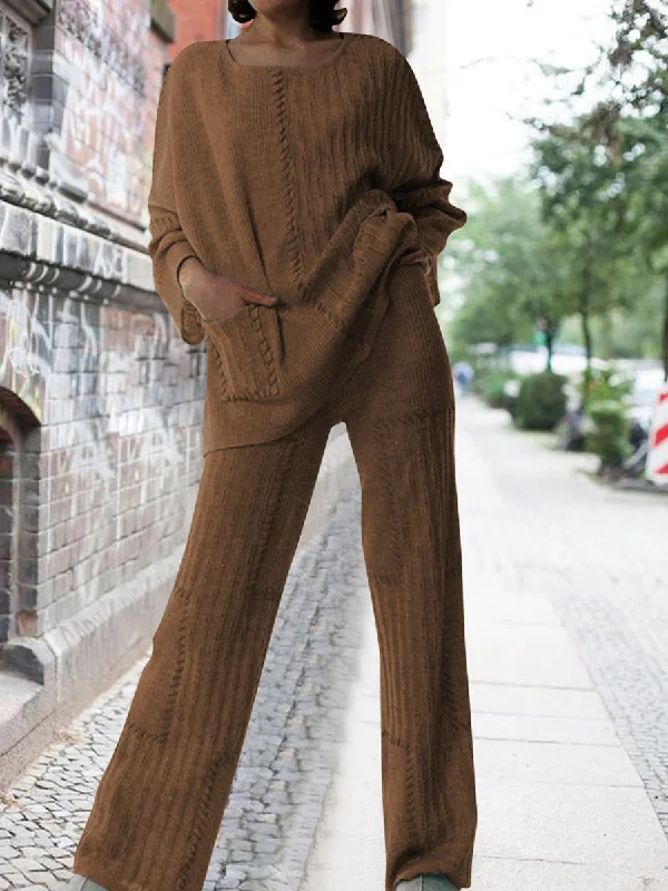 Women's Two-piece Casual Sweater with Contrasting Lines Sweater Knitwear Pullover