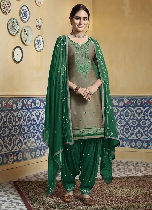 Tan Pure Satin Patiyala Dress Tunics Leisure comfortable