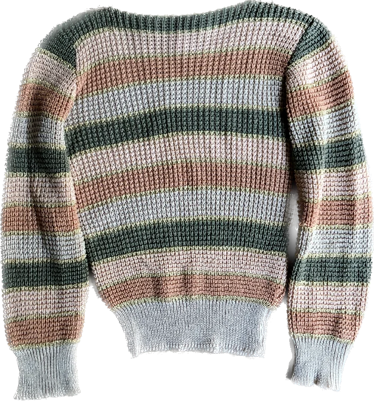 80s Bago USA Tinsel Pastels Striped Sweater      S Sequined Glittery Shiny