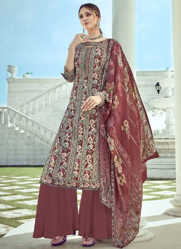 Multi Pure Crepe Palazzo Dress A-Line Day Work