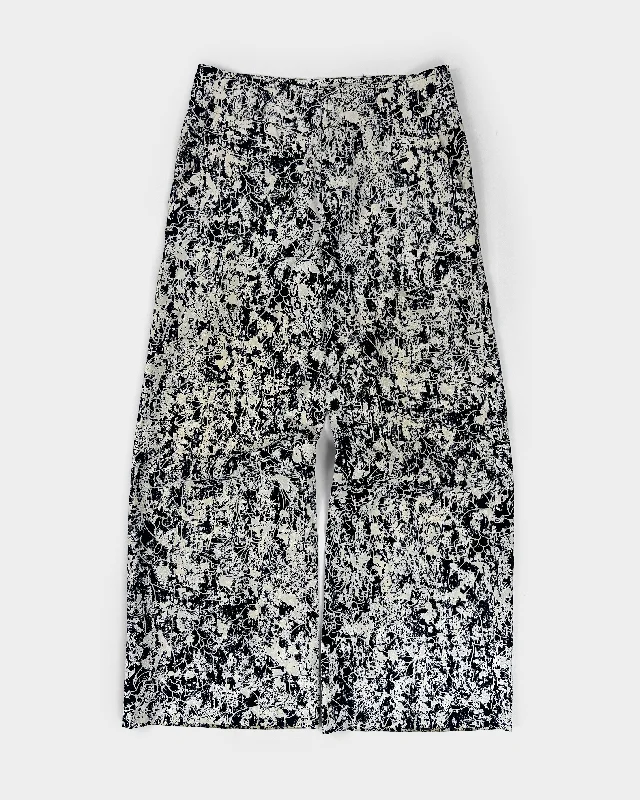 Jil Sander Irregular Print Viscose + Silk Pants 2000's Trendy Palazzo Pants
