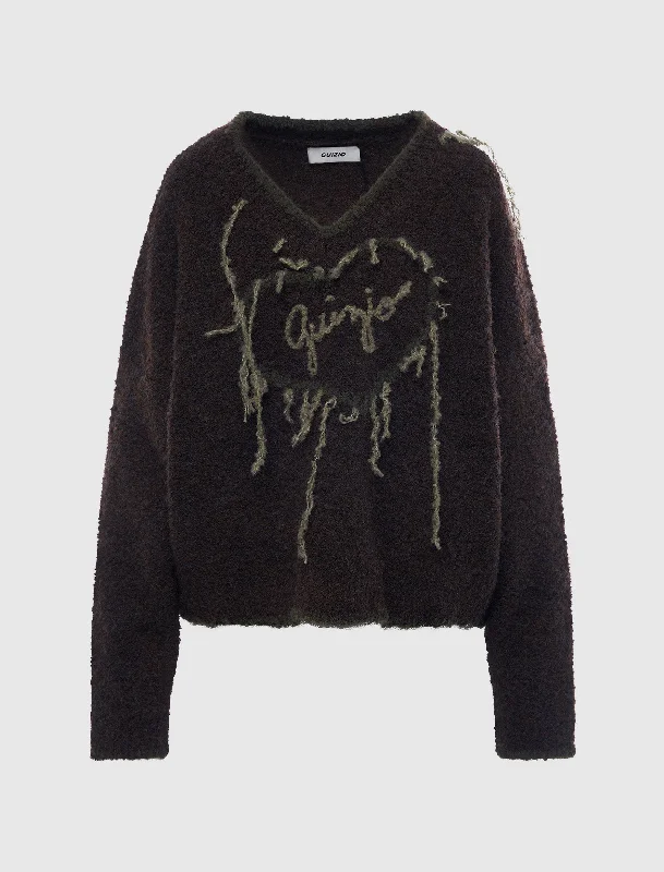 WOMEN'S HEART SWEATER Hooded Caped Shawl Collar