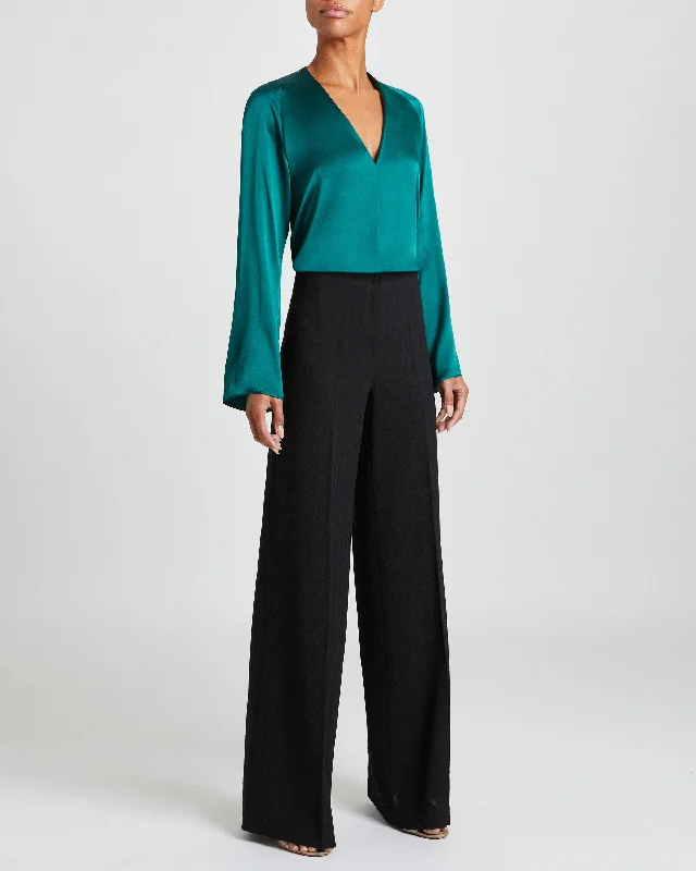 AYLA Wide Leg Pant in Luxury Wool Crepe Modern Skinny Pants