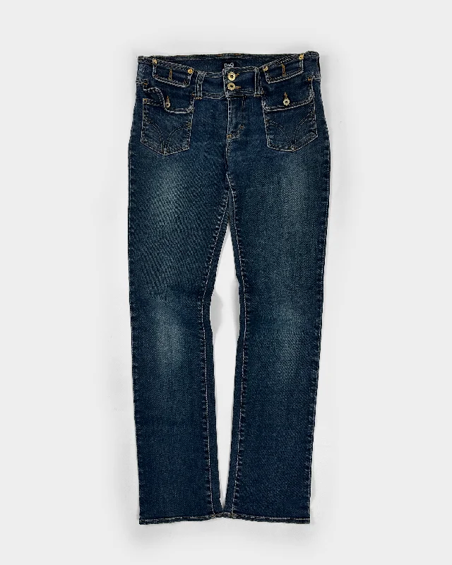 Dolce & Gabbana Low-Rise Denim Pants 2000's Comfortable Fleece Pants
