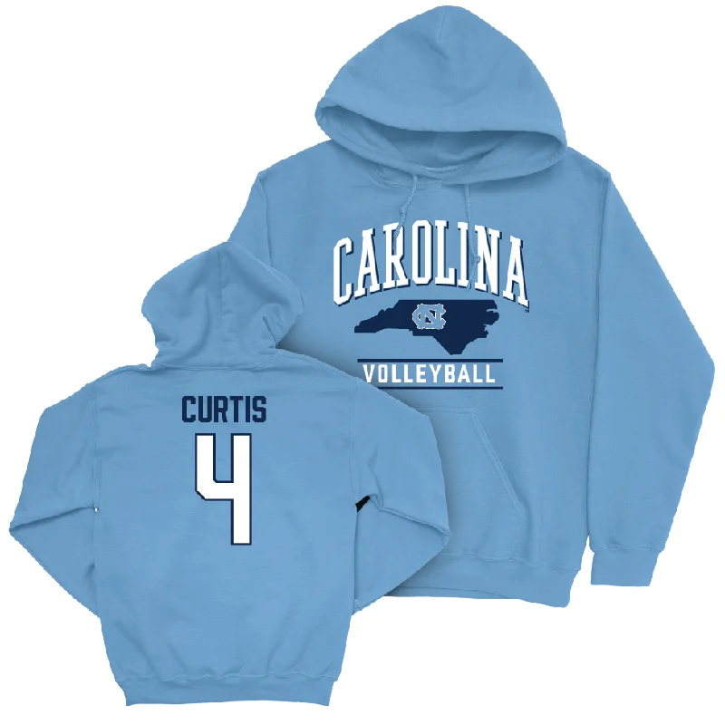 UNC Women's Volleyball Carolina Blue Arch Hoodie   - Erin Curtis Hoodie with Stripes Bold Sporty