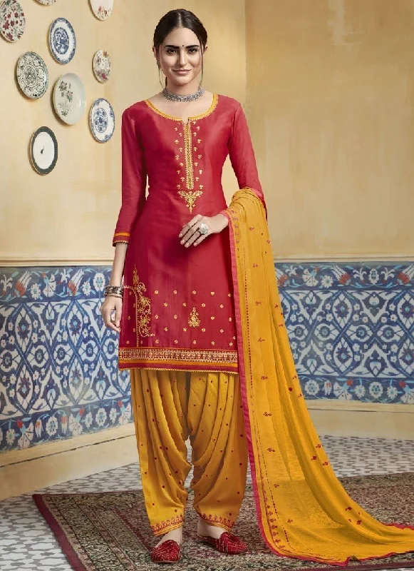 Pink Satin Cotton Patiyala Dress Tunics Winter warm