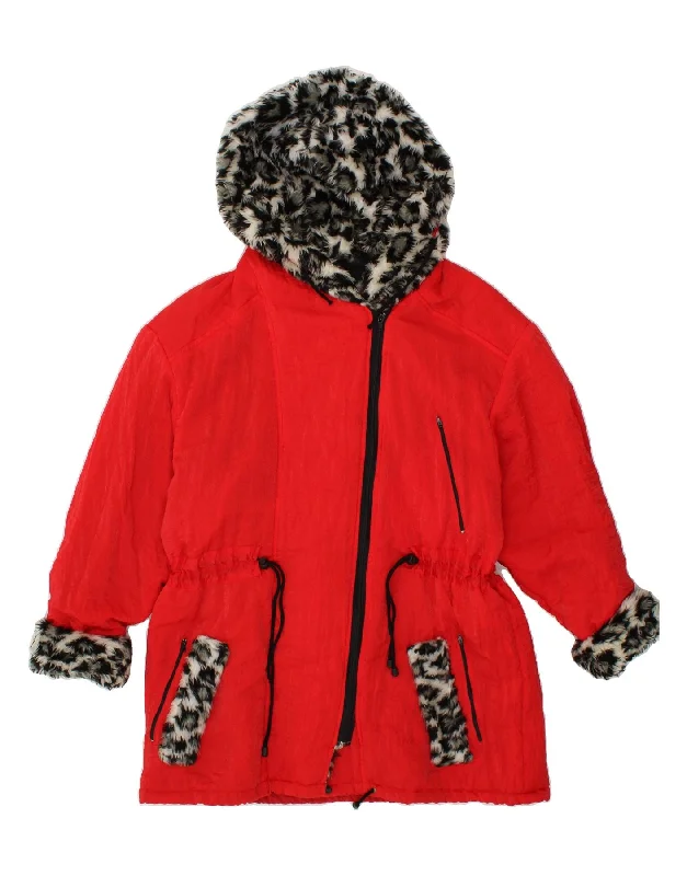 VINTAGE Womens Hooded Windbreaker Jacket UK 18 XL Red Plaid Jacket Tartan Jacket Houndstooth Jacket