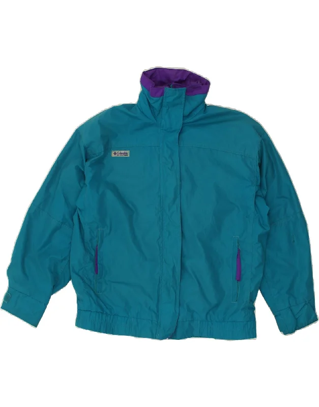 COLUMBIA Womens Oversized Windbreaker Jacket UK 10 Small Blue Nylon Cotton Fabric Linen Fabric Terry Fabric