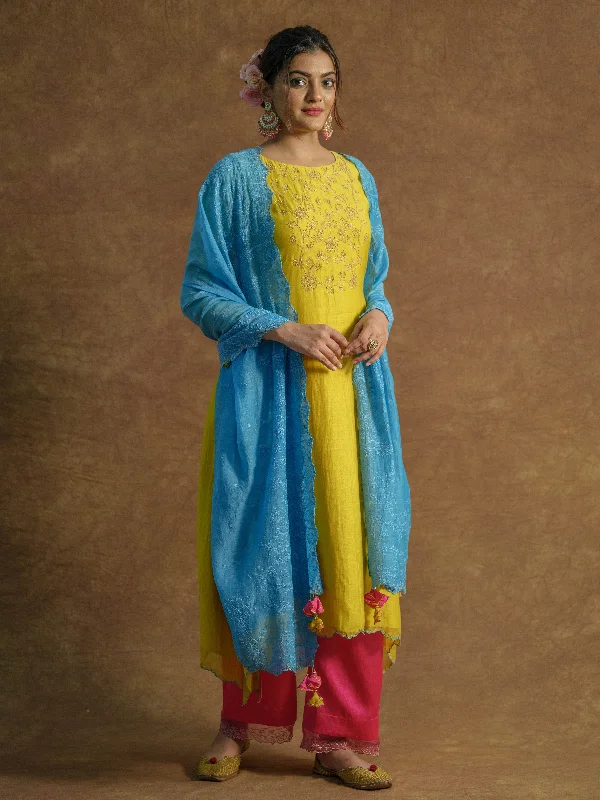 Multicolor Kurta and Palazzo Pants Set Chic Capri Pants